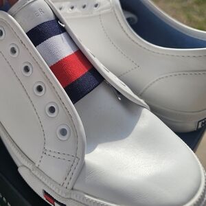 Tommy Hilfiger White and Red Women's Sneakers